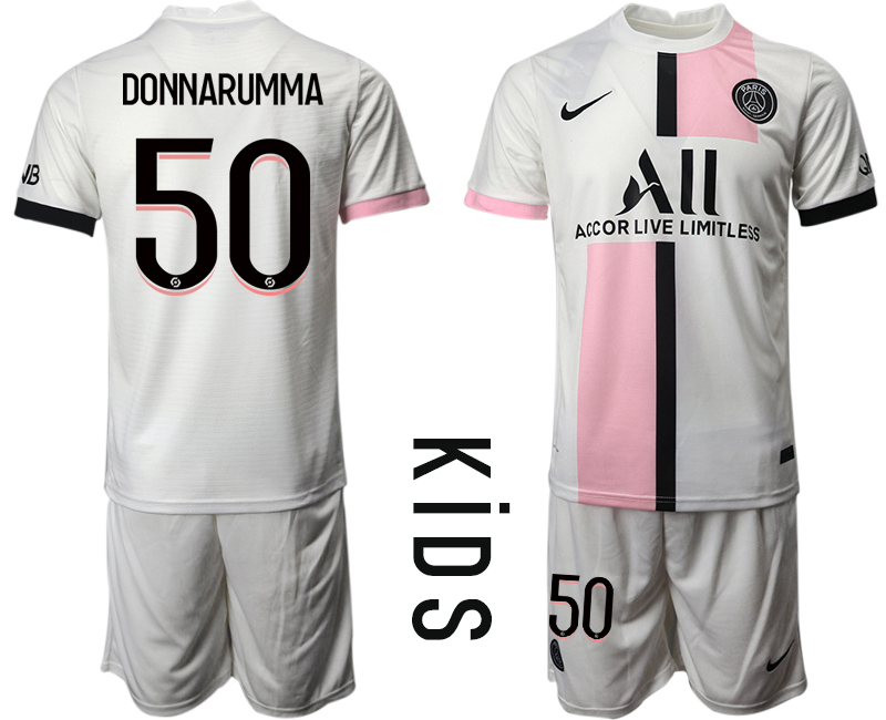 Youth 2021-2022 Club Paris St German away white #50 Soccer Jersey